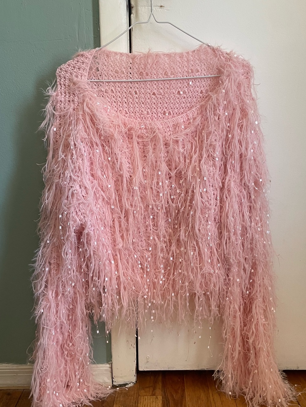 Pink Feather-Texture Women's Sweater